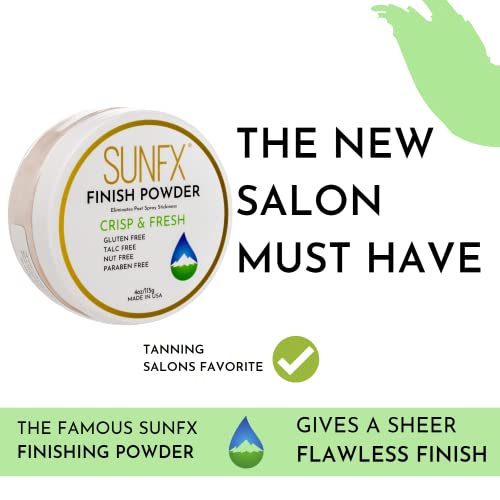 Sunfx Post Spray Tan Translucent Finishing Powder | Talc Free | Sunless Tanning Setting Powder | Shimmer | Crisp & Fresh (4Oz) #TOP1
