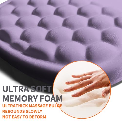 Image of Ergonomic Joint Wrist Support Mouse Pad with Memory Foam Cushion Massage Bump, Carpal Tunnel Pain Relief Mousepad Slope Design for Wrist Rest, 11.8x7.9 in, Pale Purple