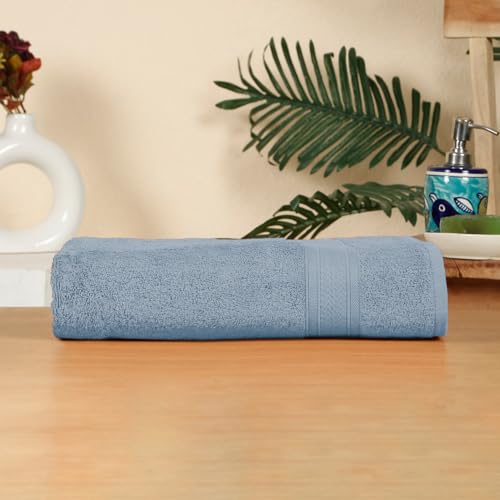 Image of Arvind 100% Cotton Towels for Bath | Towels for Bath Large Size | 500 GSM Bath Towel - Soft & Absorbent | 1 Piece Bath Towel for Men /Women | Urban Comfort | 70 cm x 140 cm - Sky Blue