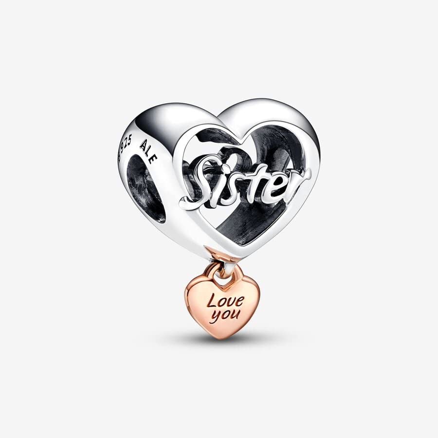 Pandora Love You Sister Heart Charm - Compatible Moments - Stunning Women's Jewelry - Gift for Her - Made Rose & Sterling Silver - With Gift Box2