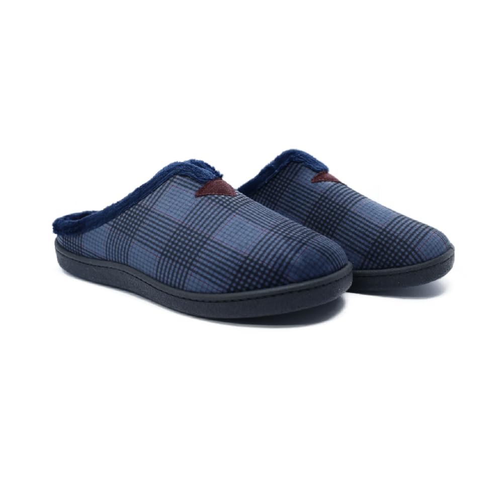 PLUMAFLEX - Zapatilla Hombre Cuadros Azul y Negro. - R12268 para: Hombre