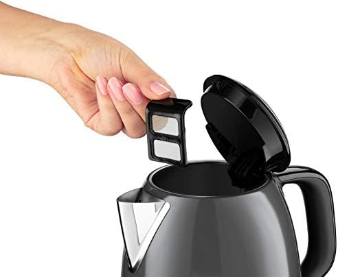 Russell Hobbs czajnik elektryczny, wymienny filtr antywapienny, kontroler strix, markery szybkiego ładowania, pojemność 1l, moc 2400W, stal nierdzewna, szary, Colours+ 24993-70