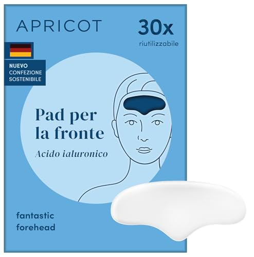 APRICOT Stirn Pads contro le rughe in silicone medico con acido ialuronico a basso peso molecolare, per lisciare le rughe della fronte e le rughe d’espressione - 30 volte riutilizzabili