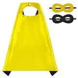 AUYAO Capas Superheroes Niños, Conjunto de Disfraz de Capas de Héroes con Máscara, Capa de Doble Cara y Máscaras, Disfraces de Niños Fiesta Navidad, Halloween, Cosplay, Cumpleaños, Amarillo y Negro