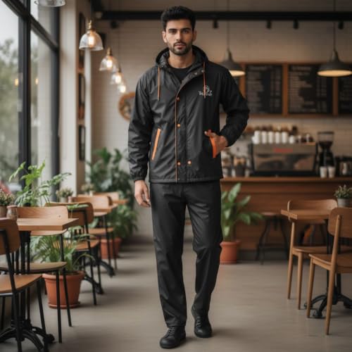 Image of Trustous Men's Waterproof Raincoat Suit with Hood | Jacket & Pant Rainwear Set | Full Body Waterproof Raincoat for Men | Outdoor Monsoon Wear | Lightweight Premium Rain Suit.