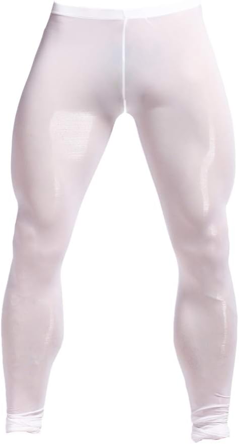 Men Ice Silk Underwear Low Rise Slim Legging Tight Pant Mesh Long Trousers
