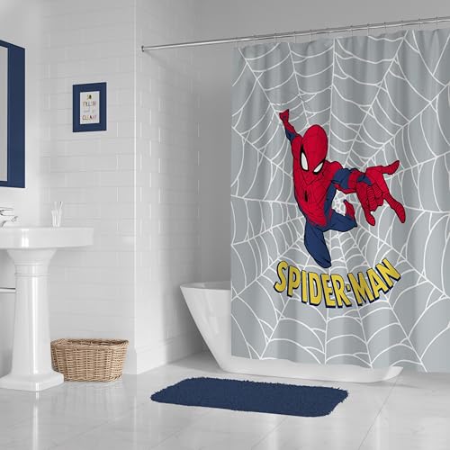 Image of Jay Franco Marvel Spiderman Fabric Shower Curtain - Kids Grey Bathroom Decor