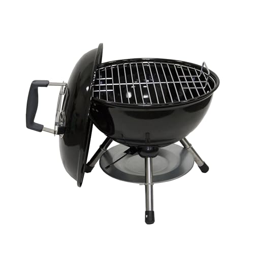 Megamaster Parrilla de mesa de carbón vegetal de 14.5 pulgadas, 140.82 pulgadas cuadradas. Área de cocina, perfecta para camping, cocinar y asar al aire libre, barbacoa, patios, negro, 810-23001