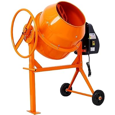 5.0 Cubic Ft Electric Cement Mixer, 650W 2/3HP Portable Concrete Mixer with Wheels and Stand,Adjustable Tilt Concrete Mixer Tools, for Mortar, Stucco and Fodder