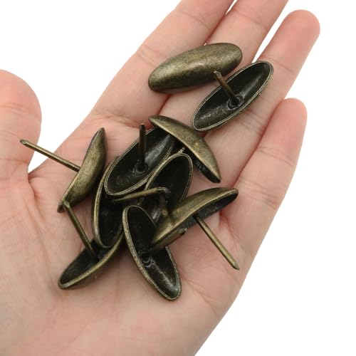 20PCS Clavos Ovalados Cabeza Aceituna Estilo Antiguo para Decoración de Puertas, Securización de Tableros de Corcho, Proyectos DIY y Accesorios de Sofá y Camas miniatura 6