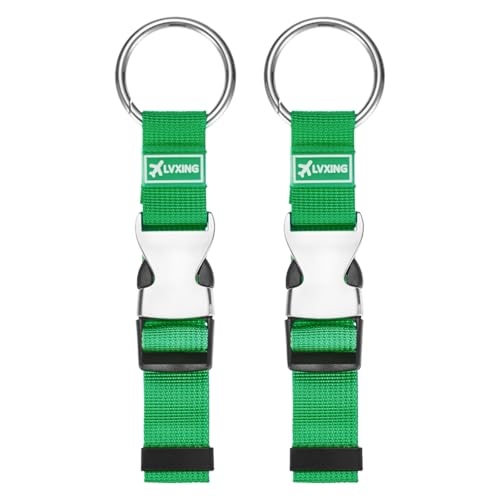 Image of M METERXITY 2-Pack Add A Bag Luggage Strap, Adjustable Suitcase Belt for Connecting Luggage /Backpack /Jacket, Carry Strap with Ring Buckle [Green]