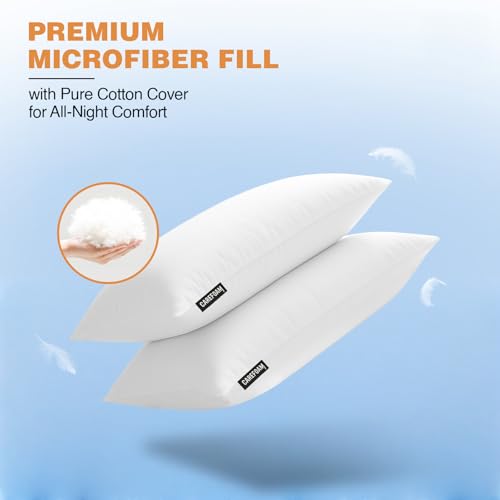 Image of CareFoam Height Adjustable Microfiber Sleeping Pillows - Set of 2 | 16 inch x 24 inch| Soft, Supportive & Washable | Ideal for Back, Side & Stomach Sleepers | White