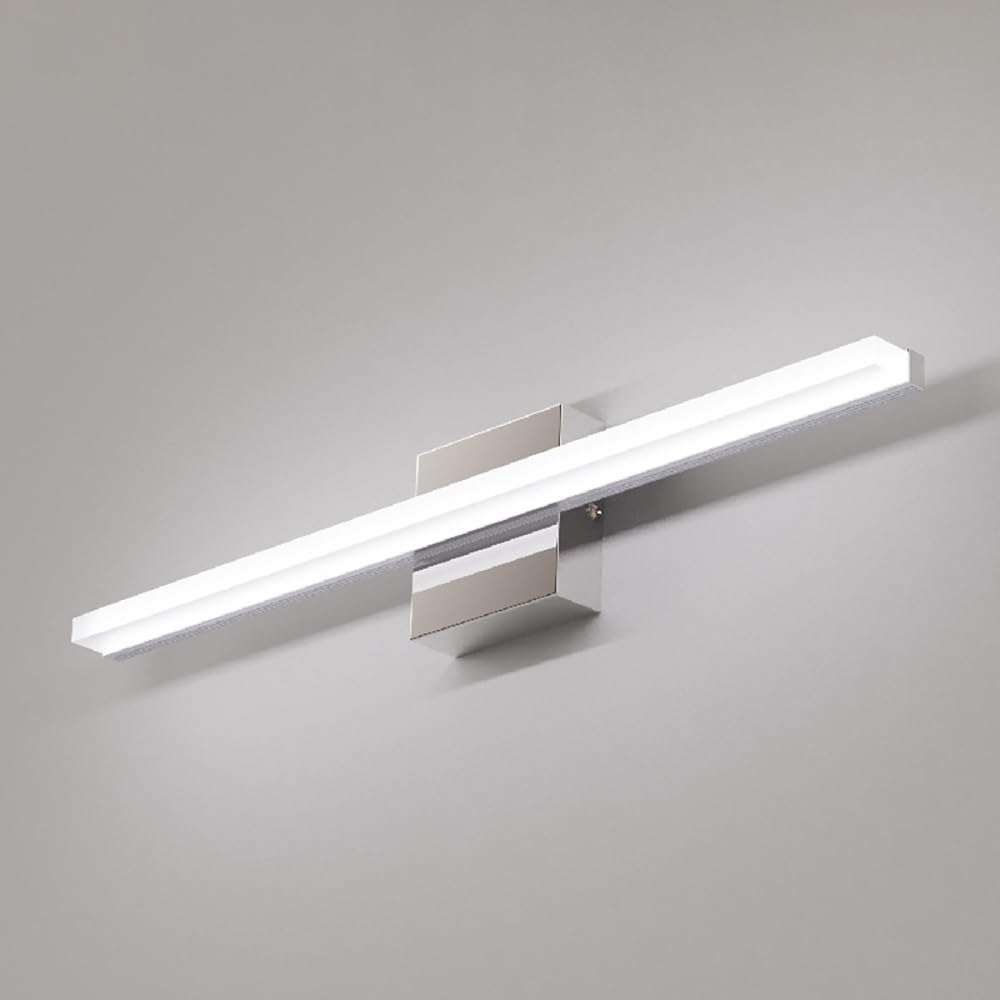 Lampada Specchio Moderna Argento, Applique Bagno Lineare Minimalista Luce per Specchio LED per Trucco Rasatura(Warm light,60cm/23.62in)