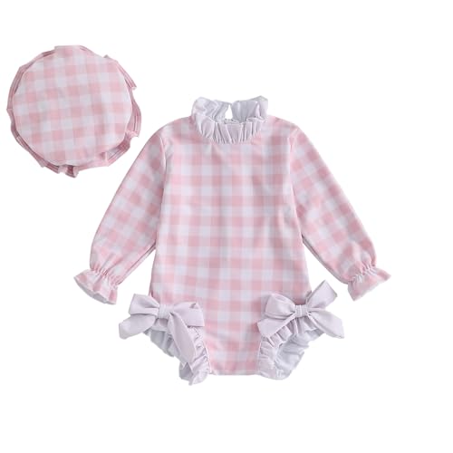 Image of Socutebabe Baby Girl Swimsuit Baby Girls Long Sleeve One Piece Swimsuit Romper Infant Bathing Suit Baby Girl Beach Rash Guard
