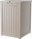 MAIUSCOLI 51 Gallon Resin Package Delivery Box - Rust & Moisture Resistant, Lockable, Waterproof Deck Box for Porches, Patios, Indoor & Outdoor Use（Grey，51GAL）