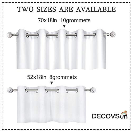 Decovsun Solid Pure Off White Grommet Valance For Windows 70X18 Inches Valance For Kitchen Blackout Curtain Valance For Living Room Short Straight Drape Valance For Bedroom Kids Room 1 Panel #TOP5