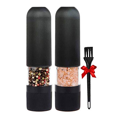 Moulin à sel et à poivre électrique, 2 pièces moulin à poivre électrique avec lumière LED et grossièreté réglable Facile pour le sel, le poivre et d'autres épices Cover