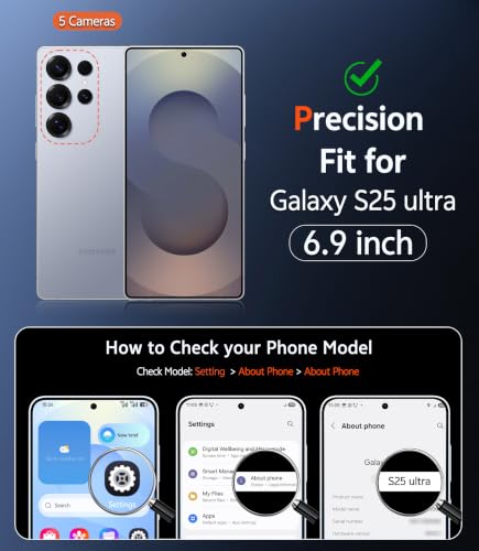 Image of FNTCASE for Samsung Galaxy S25-Ultra Case Clear Anti Yellowing | Military Grade Drop Protection Cell Phone Cover, Rugged Shockproof Protective Bumper, Transparent Cases