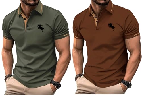 Image of TAGAS Men's Short Sleeve Polo Shirt, Button Up Collar | T-Shirt for Mens | Casual T Shirt for Men | (MT-7)