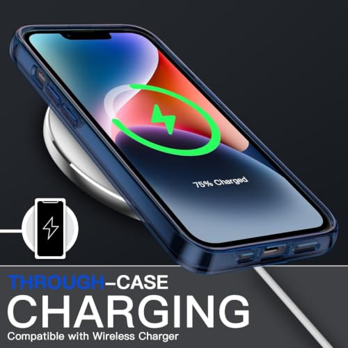 Image of Elzzi Translucent Clear Back Cover Compatible with iPhone 16, PC Shockproof Scratch Resistant, Non-Yellowing, Support Mag-Safe Wireless Magnetic Charging Case - Blue