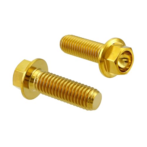 Image of Rison Titanium Flanged Hex Head Bolt M6x1.0x10mm 6AL4V Aerospace Grade Ti Bolt Gold Pack of 5