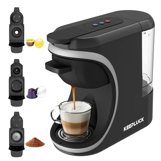 Multifunctional Small Pod Coffee Machine for Nespresso Original, Dolce Gusto Coffee Capsule and Espresso Ground Coffee, Programmable Water Volume, 19Bar, 1450W