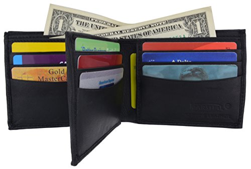 Marshal Bifold Men's Genuine Leather Center Flap Multi Card Holder Wallet NEW