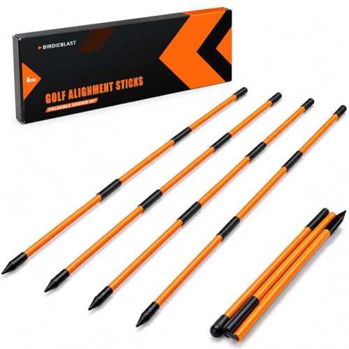 BIRDIEBLAST Professional 2 or 3 or 4 Pack Collapsible Golf Alignment Sticks Premium 40 Alignment Golf Stick Ideal for Aiming Putting and Swing Practice