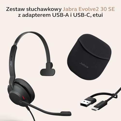 Jabra Evolve2 30 SE telefon On Ear Headset przewodowy mono czarny mikrofon redukcja szumów, redukcja szumów