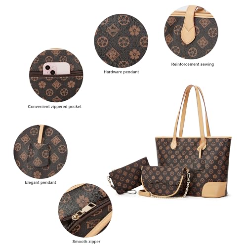 Image of Women Fashion Synthetic Leather Handbags Tote Bag Shoulder Bag Top Handle Satchel Purse Set