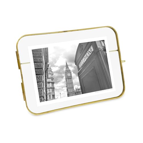Isaac Jacobs 5x7 Gold Metal Floating Photo Frame Locket Closure Horizontal