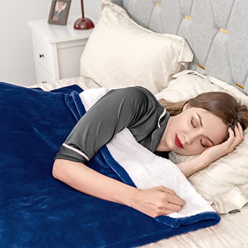 Image of Giantex Electric Heated Throw Blanket - 84 inch x 62 inch Electric Heating Blanket Throw w / 5 Heating Levels 10 Hours Auto-Off Overheat Protection Washable for Home & Office Full Body Warming (Blue, Twin)