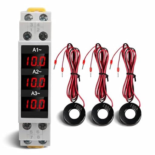 Amperímetro de Riel DIN Trifásico, Medidor de Amperios de Riel DIN con Pantalla Digital LED, Medidor de Amperios de Alta Precisión con 3 Sensores AC80‑500V 1‑100A, Tendencias de | Ya disponible en tu tienda friki favorita! En mundofriki.es!