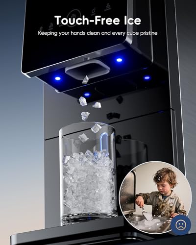 Image of ecozy Nugget Ice Makers Dispenser 40 lbs Per Day Pebble Sonic Ice Machine Countertop, Touch-Free Ice, Self-Cleaning, Mistalo Drop Slim for Home Kitchen Office