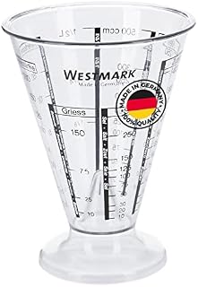 Westmark Measuring Beaker, with Precision Measuring Cone, Multilingual Measuring Scales and Various Units of Measurement, Funnel Shape, Volume: 0.5 Litres, Plastic, Gerda, Transparent, 30762270