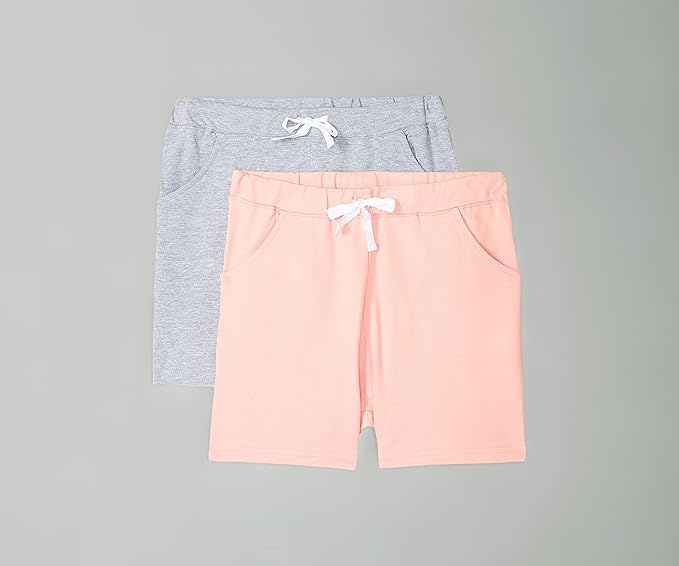 Image of Cloth Theory Premium Cotton Shorts for Girls - Regular Fit Pocket Shorts for Girls Pack of 2
