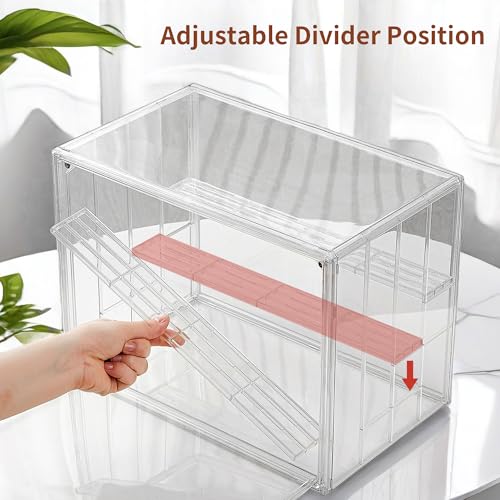 Image of Clear Acrylic Display Case Upgrade 4 Tier Figure Display Case with 3 Movable Dividers, Stackable Display Box Showcase with Magnetic Door for Collectibles (Large-2pack)
