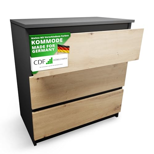 CDF Kommode mit Schublade Anthrazit/Artisan Schrank Schubladenschrank 3...