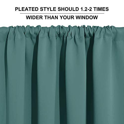 RYB HOME Half Window Curtains - Insulated Blackout Curtain Set Energy Efficiency for Kids Nursery Kitchen Dining Bedroom Bathroom Laundry, 52 inch Wide x 36 inch Long, Teal, 1 Pair