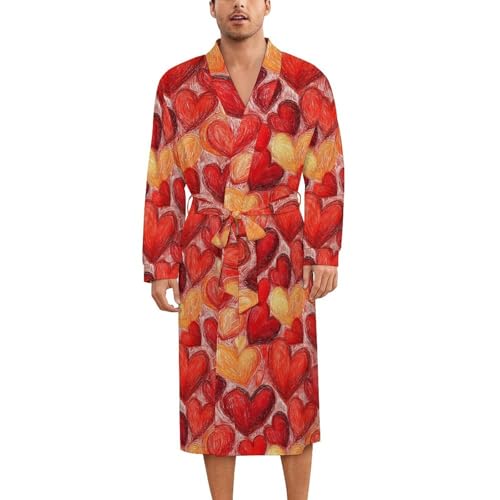 Robe de nuit en soie homme femme le cadeau romantique idéal avec motifs cœurs