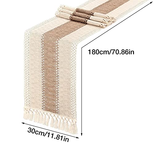 Caminho de mesa longo - Caminhos de mesa em macramê com borlas - Decoração de mesa de jantar boho co