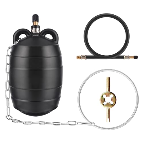 Image of 3 Inch Inflatable Pipe Test Plug, Sewer Test Ball with 39.4 Inch Hose | 4.5mm Natural Rubber, 2.9 x 5.1 Inch Body, Max 5 PSI, Copper Valve, Steel Chain & Retention Ring
