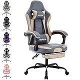 WOTSTA Gaming Chair Computerstuhl Ergonomischer Gaming Stuhl mit Fußstütze Bürostuhl Ergonomischer Computerstuhl mit Lendenwirbelstütze BlauBeige