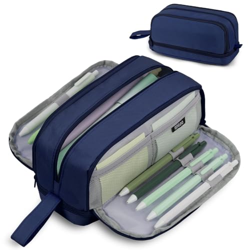 AOOSU Trousse Scolaire,Grande Trousse à Crayons 4 Compartiments, Sac à Crayons Fourniture Scolaire Kit De Crayon à Grande Capacité avec Poignée pour Enfants Femmes Hommes pour École et Bureau