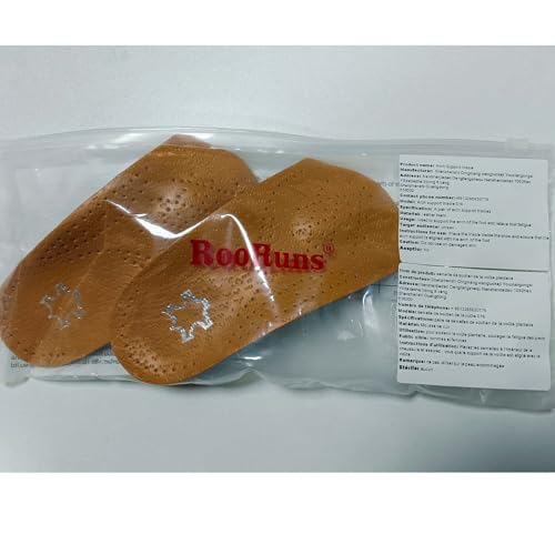 Orthotic Inserts 3/4 Length, Half Plantar Fasciitis Support with Metatarsal Pad Heel Cushion, Light Leather Foot Shoe Insoles for Women and Men, High Arch Support for Flat Feet Walking Exercising, S