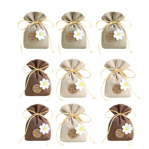 Ipetboom Sachets Colgantes de Algodón y Lino Lavanda 9 pcs