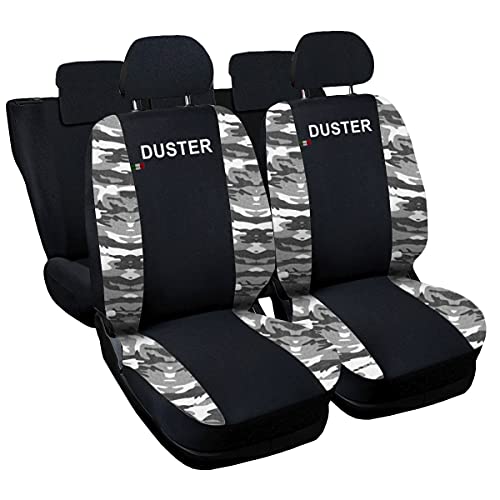 Lupex Shop Duster_N.Mch Housses de siège Deux-colorés pour Dacia Duster - Noir Camouflage Clair
