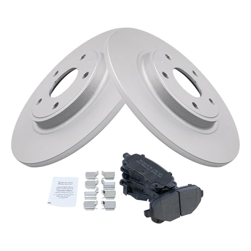 Image of TRQ Rear Brake Pad and Rotor Set Semi Metallic 328mm Rotors Compatible with 2012 Dodge Journey