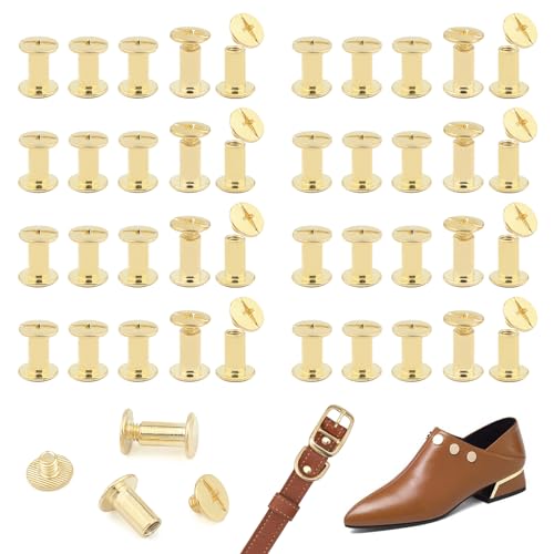 JJWNMLL 80 Sets Chicago Screw Posts M5*10mm, Rivet Chicago Binding Screws, Metal Rivet Replacement Repair for Bags Collar