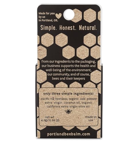 Portland Bee Balm All Natural Handmade Beeswax Based Lip Balm, Unscented 3 Count - Image 3